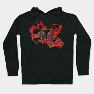 Red geo abstract paint lines Hoodie